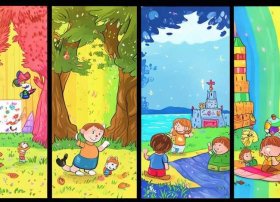 幼儿四连幅故事画；幼儿四连幅故事画画图片