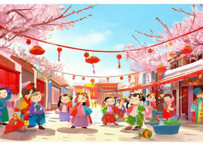 传统节日古诗儿童画 节日的古诗画