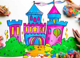 城堡儿童画涂色 城堡儿童画涂色教程
