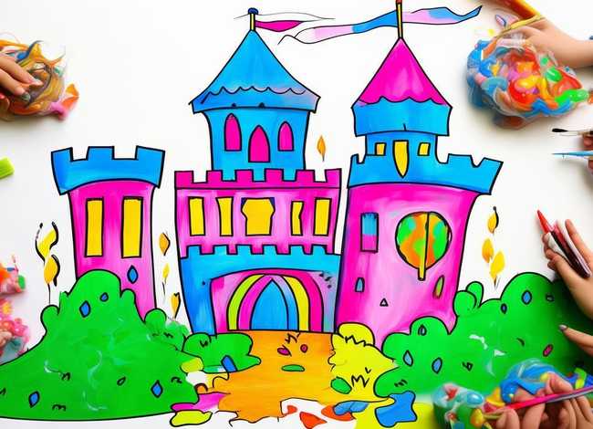 城堡儿童画涂色 城堡儿童画涂色教程