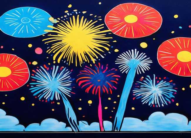 烟花儿童画、烟花儿童画简笔画 烟花儿童画、烟花儿童画简笔画