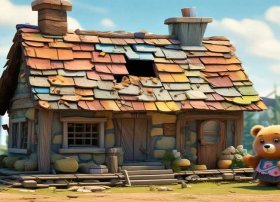 巴巴熊的坡屋顶幼儿故事 - 巴巴熊的破屋顶故事