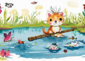 小猫钓鱼的儿童故事绘本，小猫钓鱼的故事 绘本