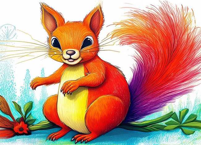 松鼠儿童画图片,儿童画松鼠的图片涂色 松鼠儿童画图片,儿童画松鼠的图片涂色