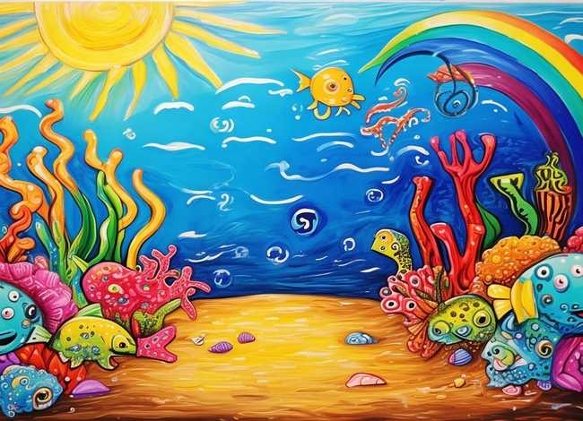 儿童画海底世界绘画；儿童画海底世界绘画作品