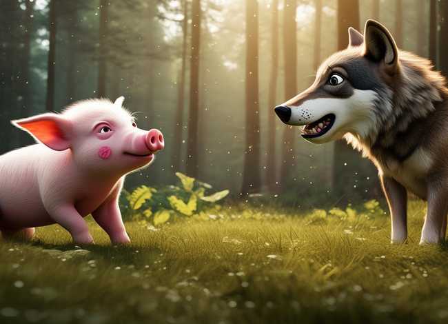 儿童故事野猪和狼的故事，小猪和野狼的故事