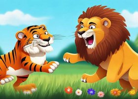 儿童故事老虎和狮子打架；儿童故事全集老虎和狮子