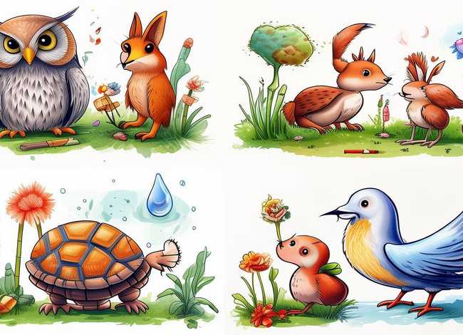 寓言故事简笔画4幅图彩铅 寓言故事简笔画4幅图彩铅版