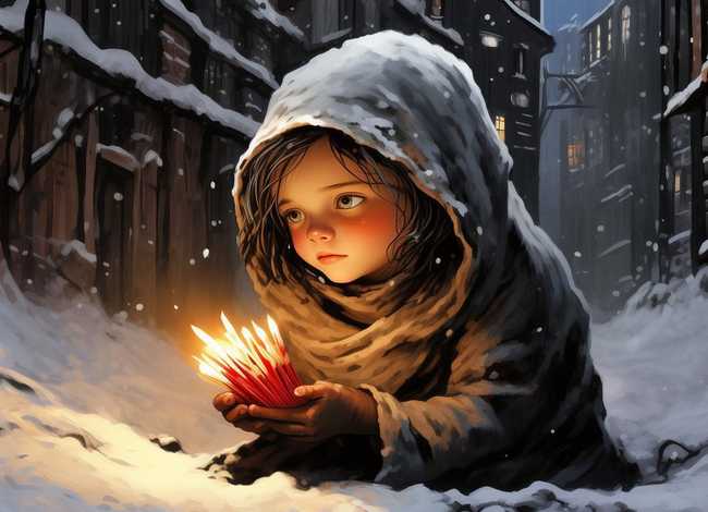 卖火柴的小女孩儿童故事简笔画 卖火柴的小女孩简笔画 儿童画