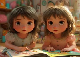 儿童故事《双胞胎姐妹》，双胞胎姐妹擅长讲故事