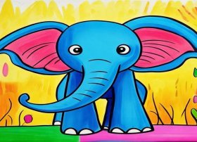 儿童大象装饰画，大象儿童简易画法