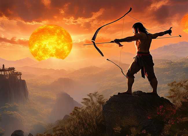 后羿射日儿童故事图片 - 后羿射日故事的图片