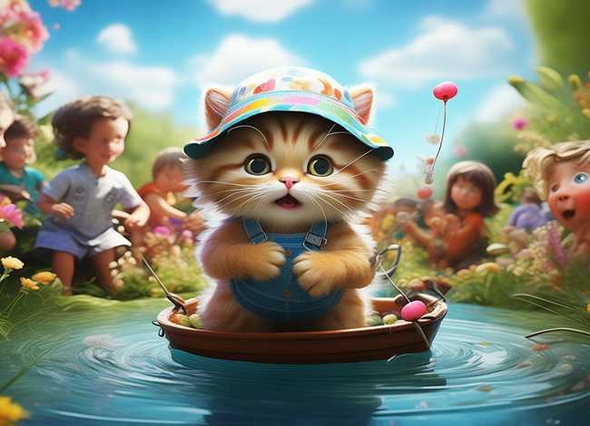 小猫钓鱼的儿童故事，少儿故事小猫钓鱼的故事