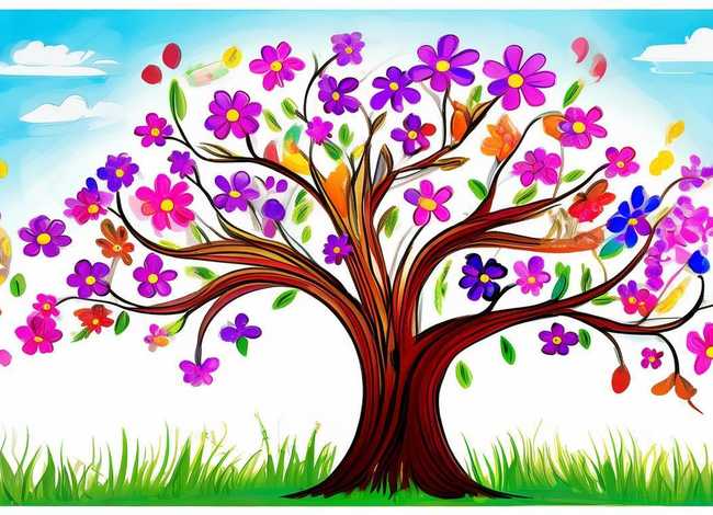 儿童画花树简笔画;儿童画花树简笔画图片 儿童画花树简笔画;儿童画花树简笔画图片