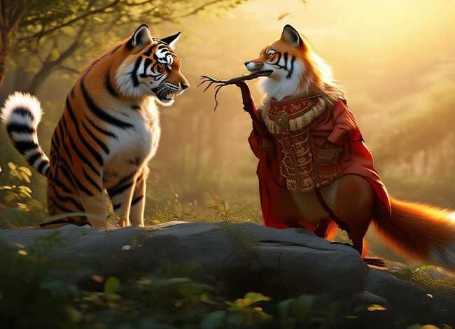 儿童成语故事狐假虎威英语慢速 - 狐假虎威成语故事英文