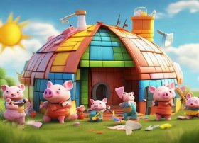 幼儿故事《小猪盖房子》 - 幼儿故事《小猪盖房子》内容