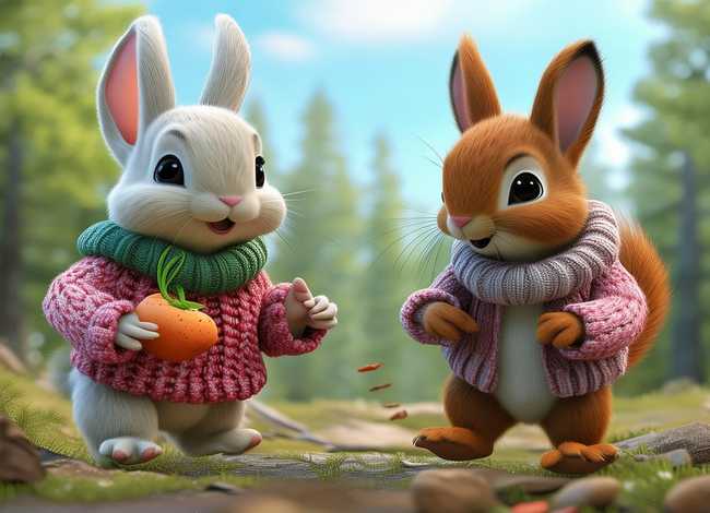 《松鼠》的故事，小兔子和小松鼠的故事