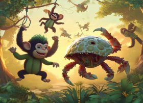 儿童故事蟹猴大战 猴子大战螃蟹故事