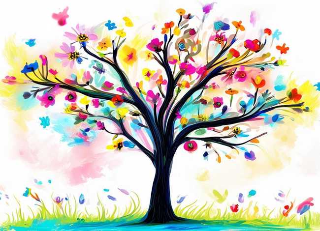 儿童花树简笔画，儿童画花树简笔画