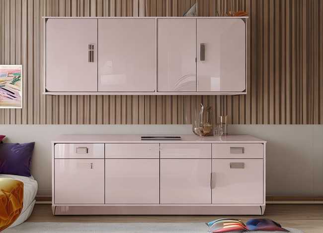 儿童房衣柜书桌一体效果图高档大气上档次，儿童房衣柜书桌一体样板间效果图