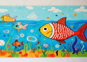 儿童画鱼简单 儿童画鱼简单挂画图片