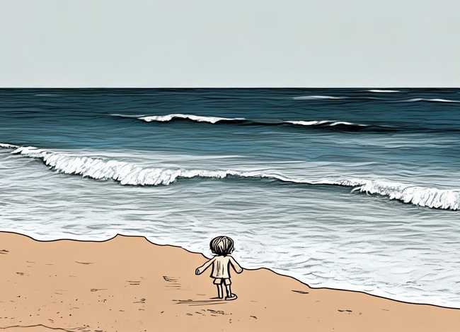 儿童看海的图片；儿童看海的图片简笔画