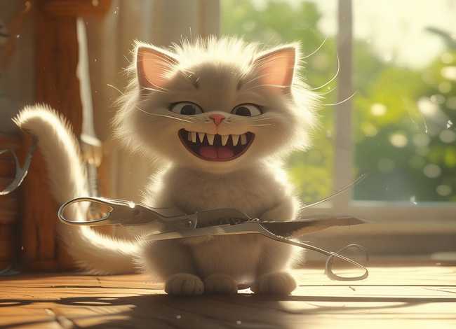 小猫刮胡子寓言故事；小猫刮胡子寓言故事图片