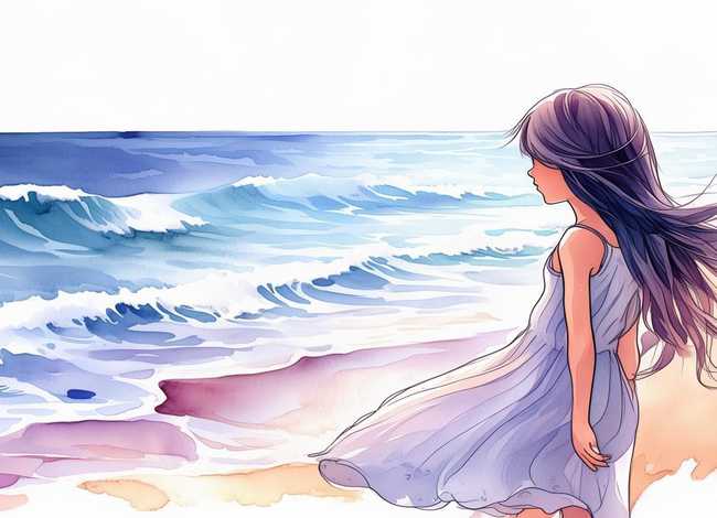 看海的小女孩图片唯美;看海的小女孩图片唯美简笔画 看海的小女孩图片唯美;看海的小女孩图片唯美简笔画