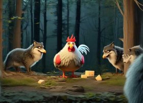 狼故事；聪明的公鸡和狼故事