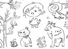 有故事情节的简笔画儿童；有故事情节的简笔画动物不少于5个