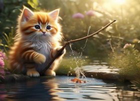 小猫故事视频；小猫钓鱼故事视频