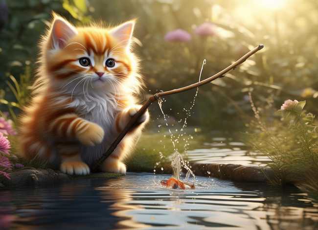 小猫故事视频；小猫钓鱼故事视频