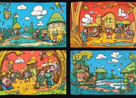 儿童传奇故事连环画简笔画，连环画4张故事简笔画 简单