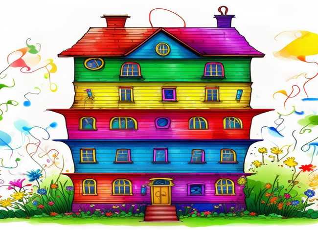 儿童故事七彩屋，七彩房子儿童画