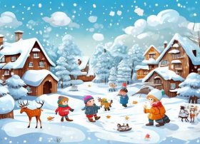 冬天的故事儿童画，冬天的故事幼儿画