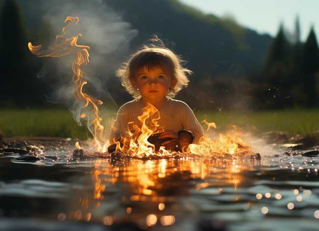 水里面烧起火的儿童故事；烧开水的小故事