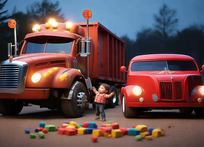 大卡车和小汽车儿童睡前故事，大卡车和小汽车的故事