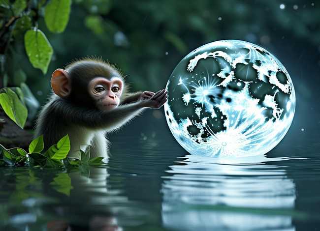 小猴子捞月亮故事完整版，小猴子捞月亮的故事告诉我们什么道理