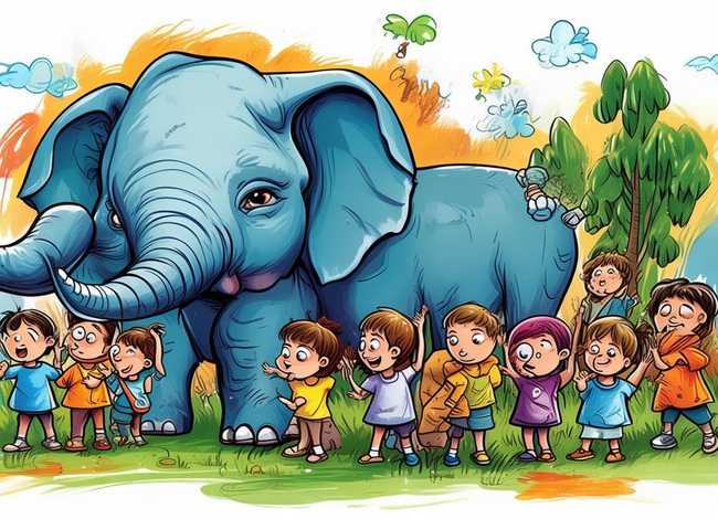 儿童故事盲人摸象ppt、盲人摸象幼儿故事图片