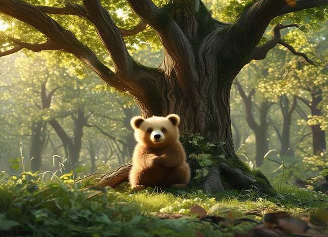 儿童故事树荫下的小熊，小熊找树荫的故事视频