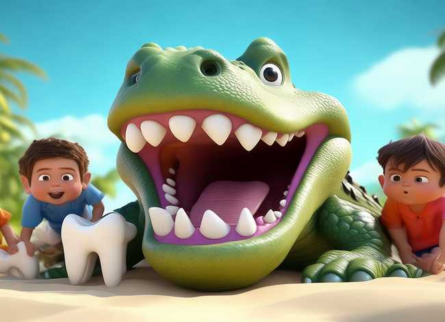 儿童故事ppt鳄鱼拔牙，幼儿故事鳄鱼拔牙