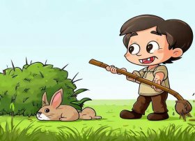 儿童成语故事守株待兔的画、成语故事守株待兔的简笔画图片