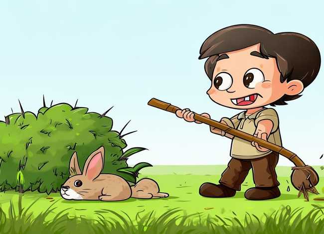 儿童成语故事守株待兔的画、成语故事守株待兔的简笔画图片