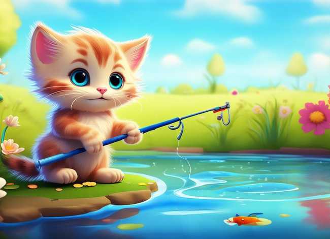 儿童启蒙绘本故事小猫钓鱼 幼儿绘本故事小猫钓鱼