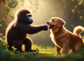 猩猩和狗的故事 - 猩猩和狗的故事视频