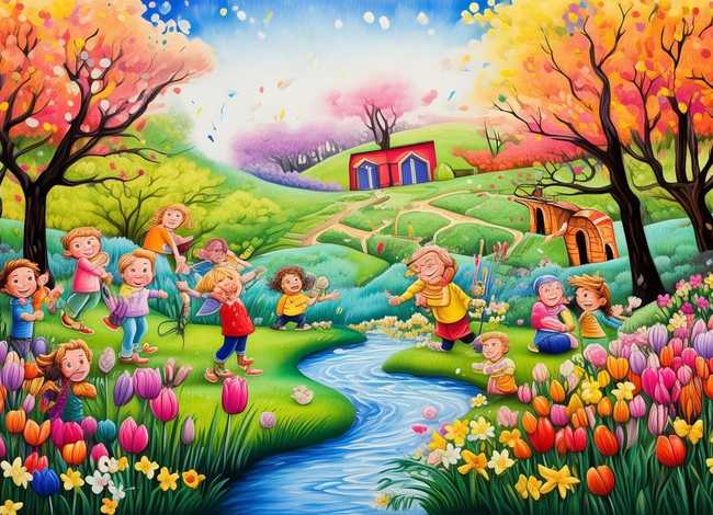 儿童春天的故事绘画作品，春天的故事幼儿绘画