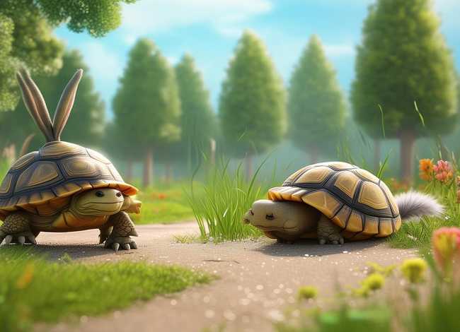 儿童漫画故事之龟兔赛跑 - 龟兔赛跑的故事漫画 儿童漫画故事之龟兔赛跑 - 龟兔赛跑的故事漫画