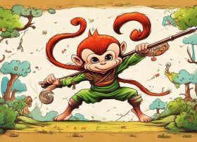 孙悟空打妖怪儿歌图片，孙悟空打妖怪儿歌图片简笔画