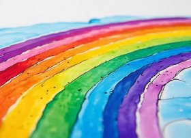 儿童彩虹涂色画打印；彩虹涂色画打印大图