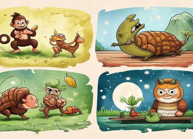 成语故事儿童四格简笔画图片大全 成语故事简笔画四连图 成语故事儿童四格简笔画图片大全 成语故事简笔画四连图